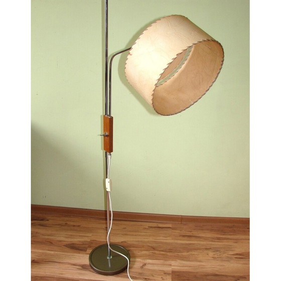 Image 1 of Vintage Tamdé vloerlamp van chroomstaal en hout, 1970