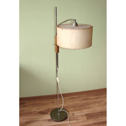 Vintage Tamdé vloerlamp van chroomstaal en hout, 1970