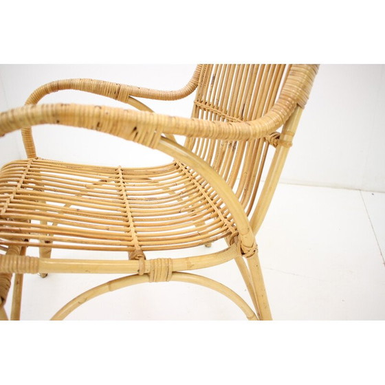 Image 1 of Paar vintage rotan fauteuils, Tsjecho-Slowakije 1960