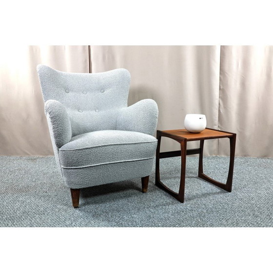 Image 1 of Vintage fauteuil in Boucle stof, Scandinavië 1950