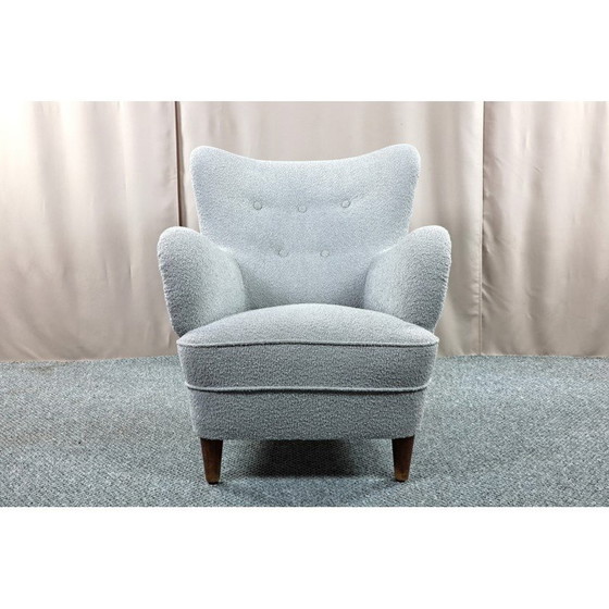 Image 1 of Vintage fauteuil in Boucle stof, Scandinavië 1950