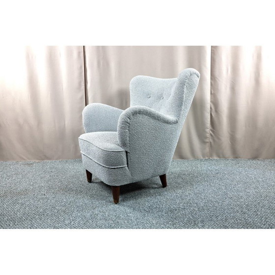 Image 1 of Vintage fauteuil in Boucle stof, Scandinavië 1950