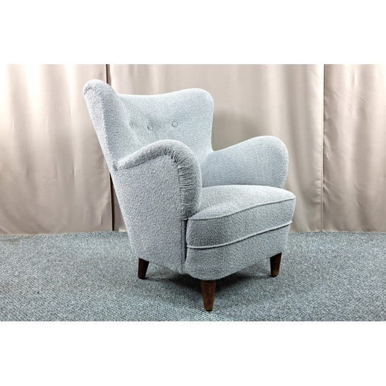 Image 1 of Vintage fauteuil in Boucle stof, Scandinavië 1950