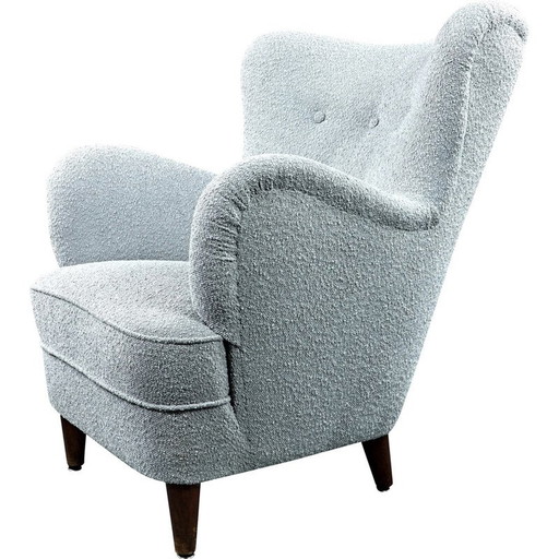 Vintage fauteuil in Boucle stof, Scandinavië 1950