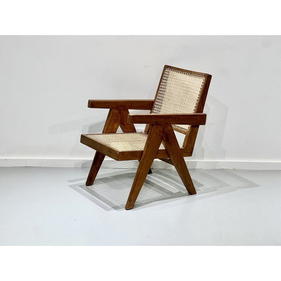 Image 1 of Chandigarh Vintage fauteuil van teakhout en riet