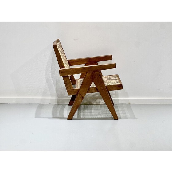 Image 1 of Chandigarh Vintage fauteuil van teakhout en riet