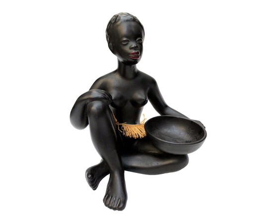 Vintage Africanistisch beeld - porseleinen biscuit - 1950
