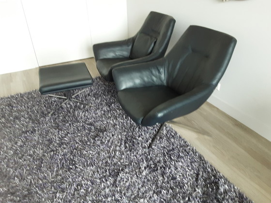 Image 1 of 2x Rolf Benz fauteuils + voetenbankje