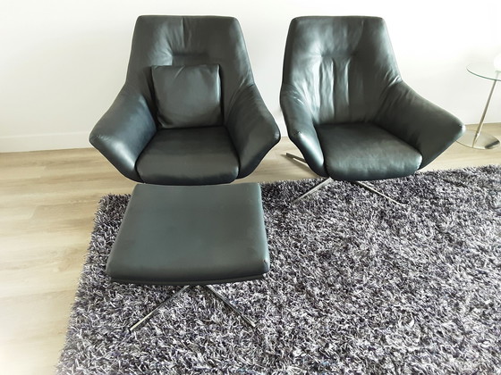 Image 1 of 2x Rolf Benz fauteuils + voetenbankje