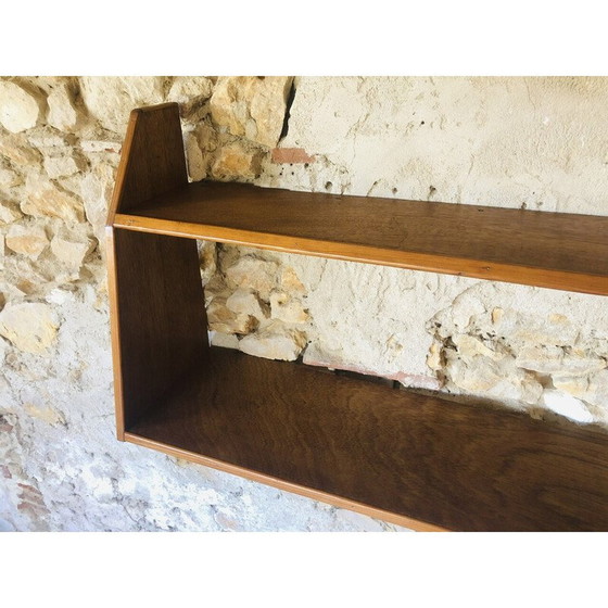 Image 1 of Vintage houten wandplank met 2 niveaus, 1970