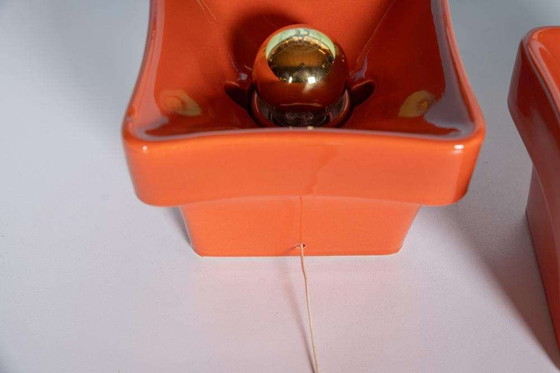 Image 1 of Space age keramische wandlampen, 70s vintage wall scones