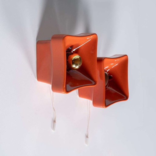 Space age keramische wandlampen, 70s vintage wall scones