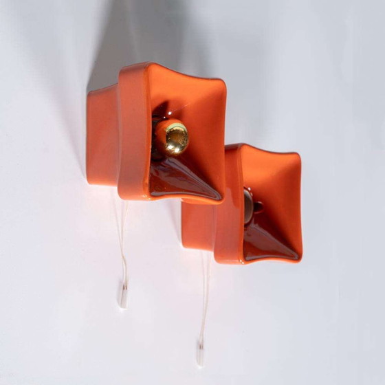 Image 1 of Space age keramische wandlampen, 70s vintage wall scones