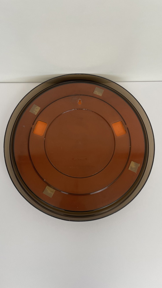 Image 1 of Vintage Franse Space Age bruine Plexiglas Wandspiegel rond 