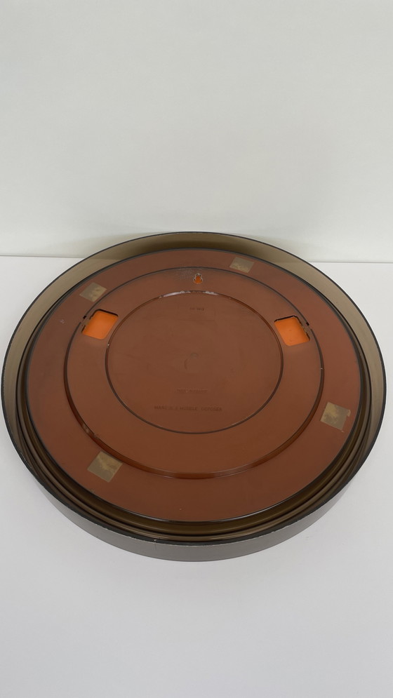 Image 1 of Vintage Franse Space Age bruine Plexiglas Wandspiegel rond 