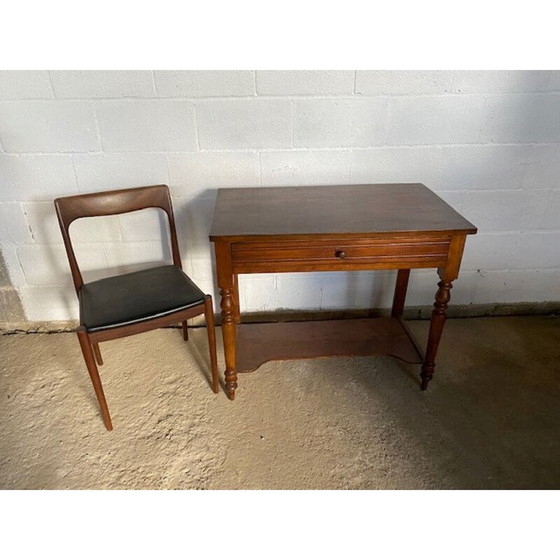 Image 1 of Vintage massief houten bureau met 1 lade, 1950