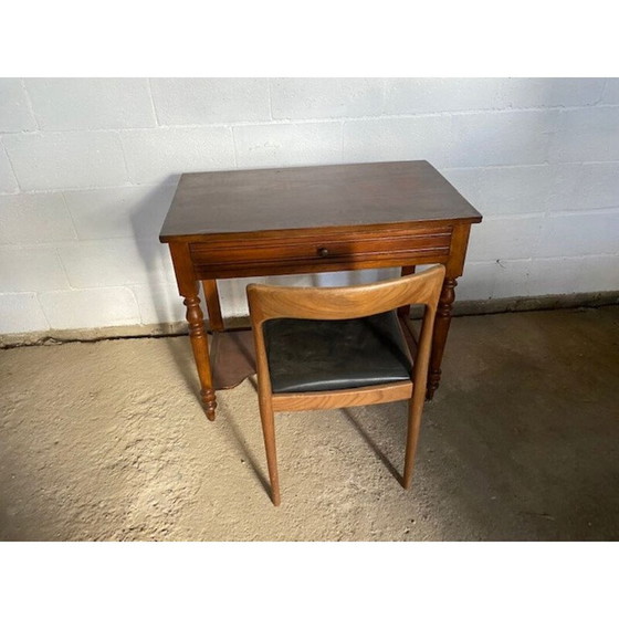 Image 1 of Vintage massief houten bureau met 1 lade, 1950