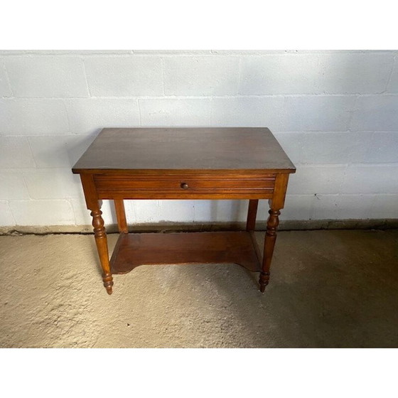 Image 1 of Vintage massief houten bureau met 1 lade, 1950