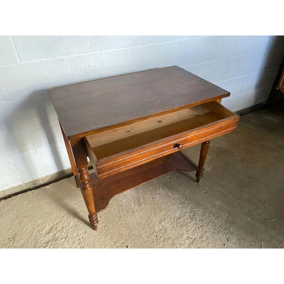 Image 1 of Vintage massief houten bureau met 1 lade, 1950