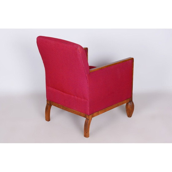 Image 1 of Vintage Art Deco rode beuken fauteuil, Frankrijk 1930