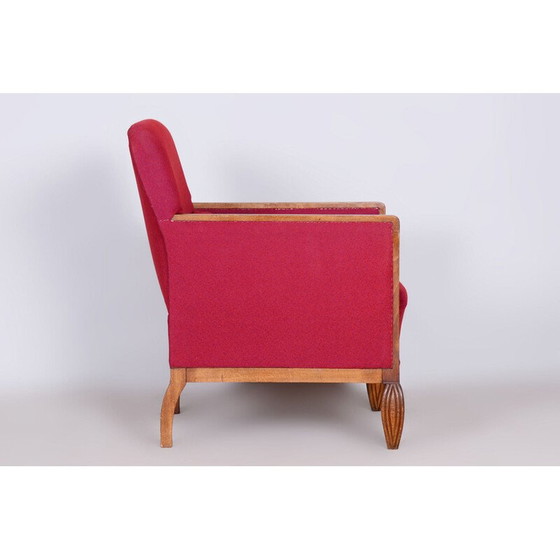 Image 1 of Vintage Art Deco rode beuken fauteuil, Frankrijk 1930