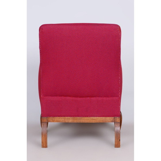 Image 1 of Vintage Art Deco rode beuken fauteuil, Frankrijk 1930