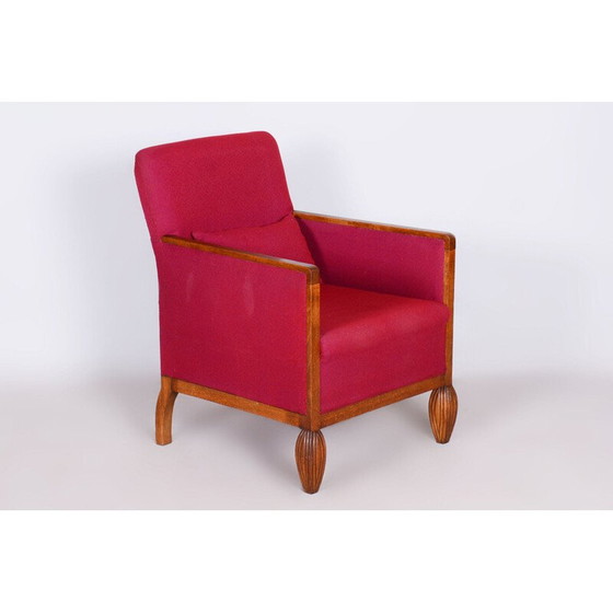 Image 1 of Vintage Art Deco rode beuken fauteuil, Frankrijk 1930