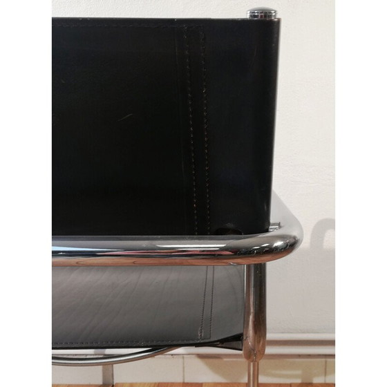 Image 1 of Vintage B34 stoel in zwart leer en aluminium frame van Marcel Breuer