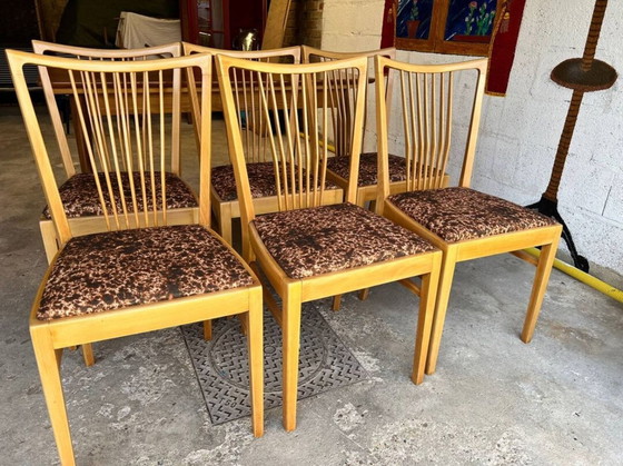 Image 1 of Vintage Scandinavische Houten Tafel en Stoel Set