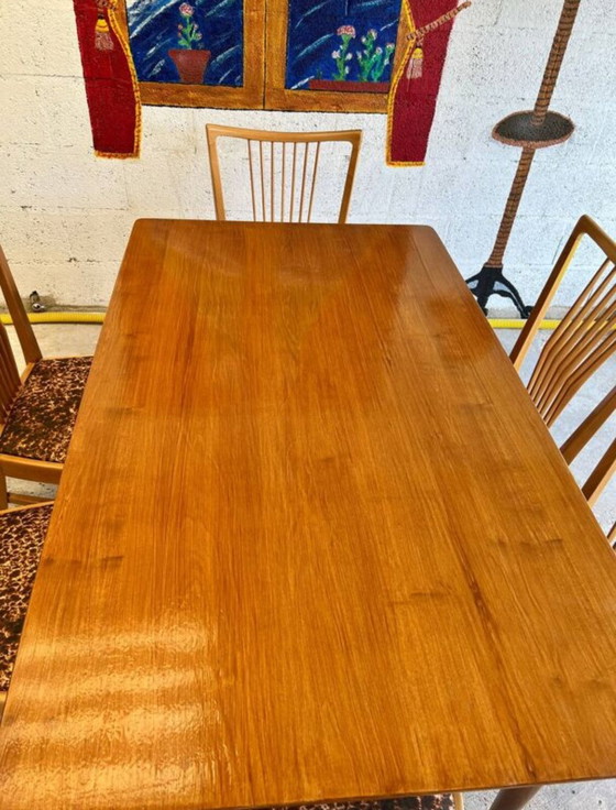 Image 1 of Vintage Scandinavische Houten Tafel en Stoel Set