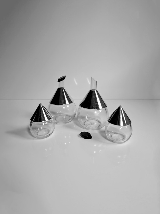 Image 1 of Vintage Bmf cruet 80s postmodern - olie, azijn, zout specerijenset chroom 1980