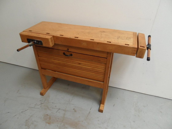 Image 1 of Vintage Werkbank Met Rolluik