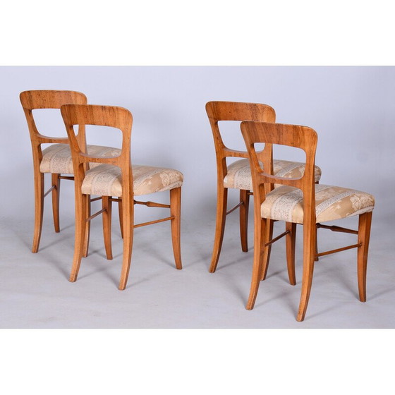 Image 1 of Set van 4 vintage Biedermeier walnoten stoelen, Tsjechië 1830