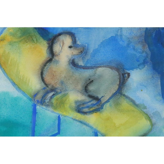 Image 1 of Vintage gouache door Frideborg Bryth, 1961