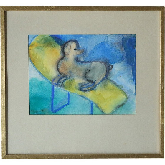 Image 1 of Vintage gouache door Frideborg Bryth, 1961