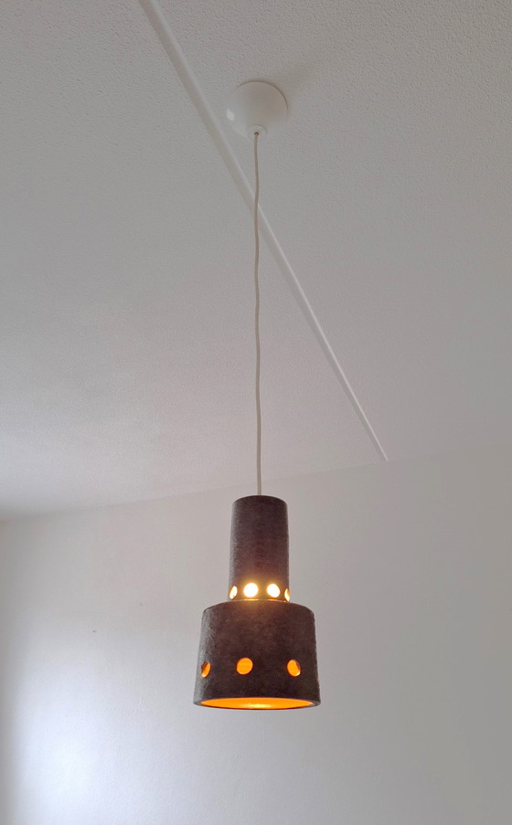 Image 1 of Hanglamp, Keramiek, Bestaande Uit 2 Delen, Kelk En Stam, Vintage