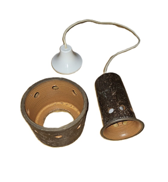 Image 1 of Hanglamp, Keramiek, Bestaande Uit 2 Delen, Kelk En Stam, Vintage