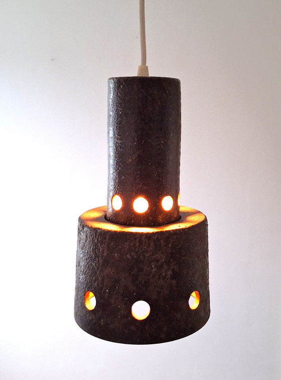 Image 1 of Hanglamp, Keramiek, Bestaande Uit 2 Delen, Kelk En Stam, Vintage