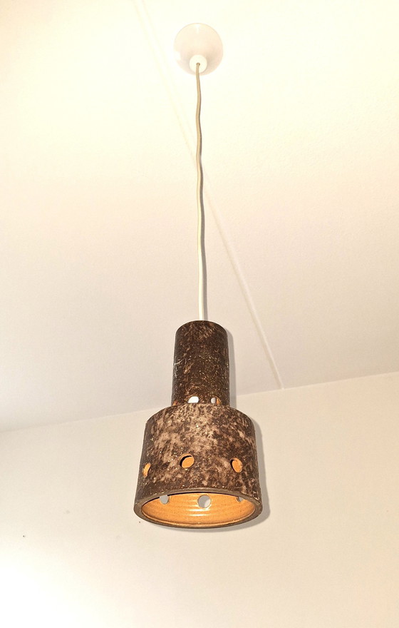 Image 1 of Hanglamp, Keramiek, Bestaande Uit 2 Delen, Kelk En Stam, Vintage