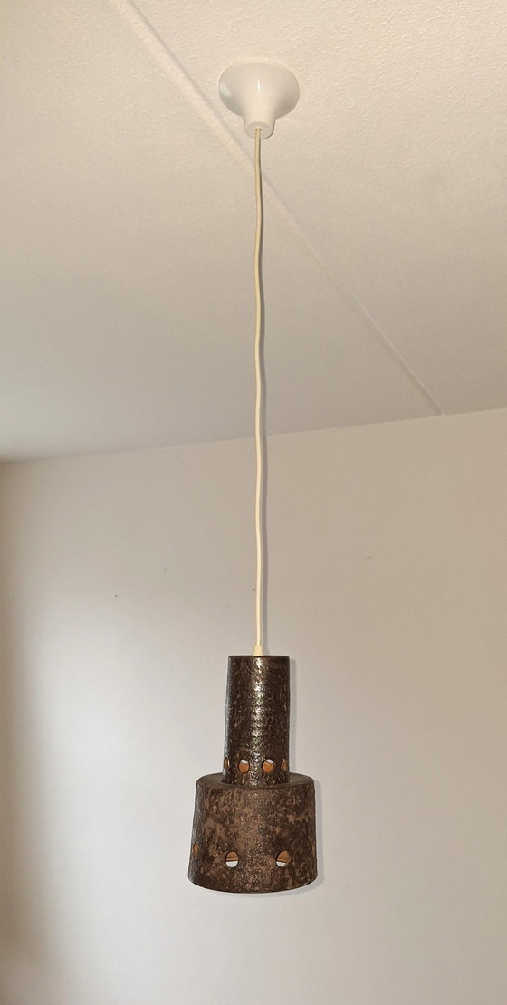 Image 1 of Hanglamp, Keramiek, Bestaande Uit 2 Delen, Kelk En Stam, Vintage