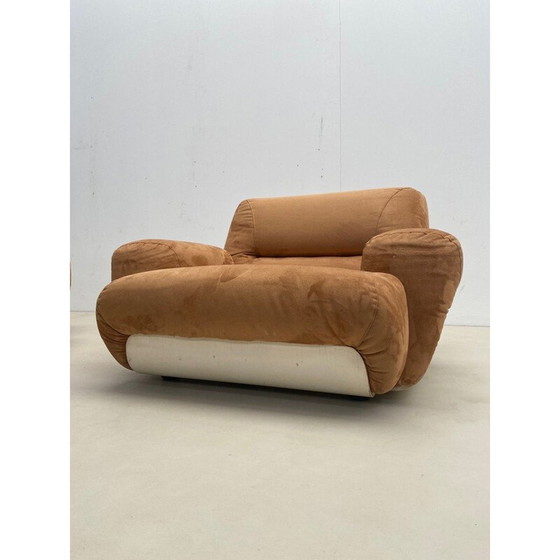 Image 1 of Paar nubuckleren fauteuils uit de Mid Century, Italië 1970