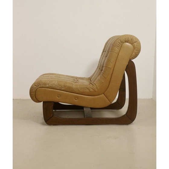 Image 1 of Vintage fauteuils in massief hout en kamelenleer, Finland 1960