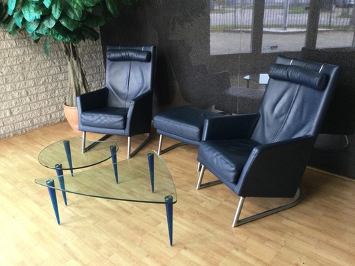 Montis set: 2 fauteuils, hocker, 2 bijzettafels