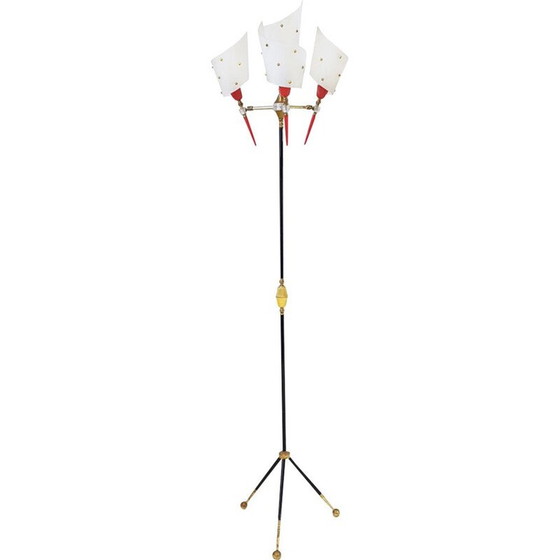 Image 1 of Vintage driepoot vloerlamp in messing