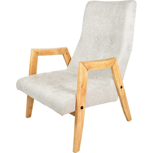 Vintage fauteuil in beige stof van Edmund Homa, 1970