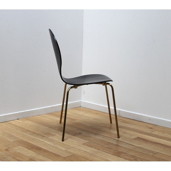 Image 1 of Set van 8 vintage eetkamerstoelen van goud metaal en zwart hout