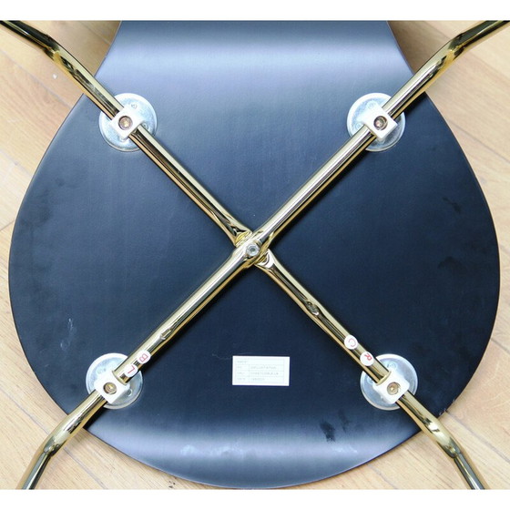 Image 1 of Set van 8 vintage eetkamerstoelen van goud metaal en zwart hout