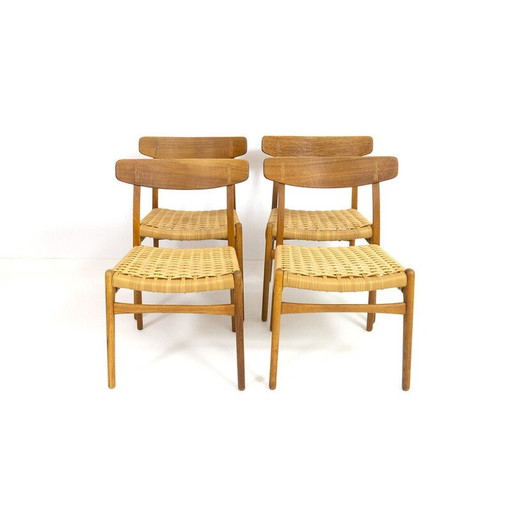 Set van 4 vintage Ch23 stoelen in eikenhout en riet van Hans J. Wegner voor Carl Hansen and Søn