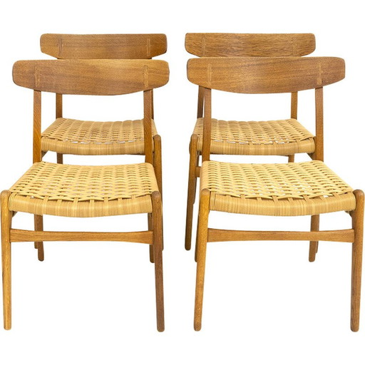 Set van 4 vintage Ch23 stoelen in eikenhout en riet van Hans J. Wegner voor Carl Hansen and Søn