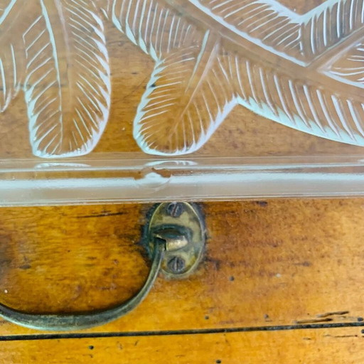 Vintage art deco glazen tafel voor Verlys, Frankrijk 1920